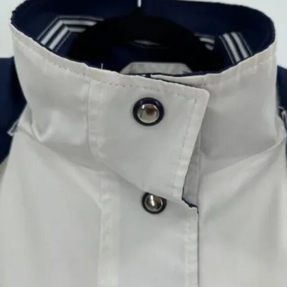 MACKINTOSH White Navy Blue Rain Jacket Coat with Removeable Hood Size S - Picture 2 of 7